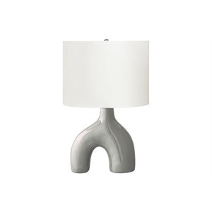 Lighting - 25&quoth - Table Lamp - gray Ceramic - Ivory/Cream Shade - Contemporary