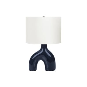 Lighting - 25&quoth - Table Lamp - Blue Ceramic - Ivory/Cream Shade - Contemporary