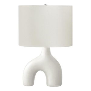 Lighting - 25&quoth - Table Lamp - White Ceramic - Ivory/Cream Shade - Contemporary