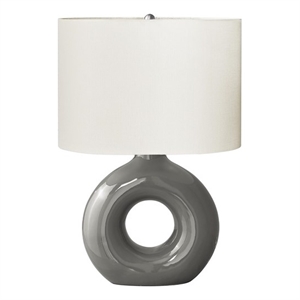 Lighting - 24&quoth - Table Lamp - Dark gray Ceramic - Ivory/Cream Shade