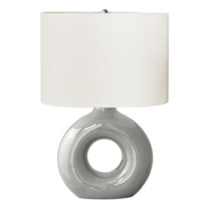 Lighting - 24&quoth - Table Lamp - gray Ceramic - Ivory/Cream Shade - Contemporary