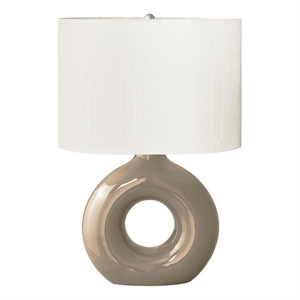 Lighting - 24&quoth - Table Lamp - Brown Ceramic - Ivory/Cream Shade - Contemporary