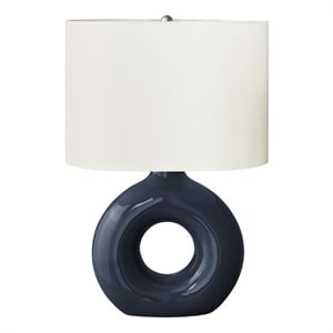 Lighting - 24&quoth - Table Lamp - Blue Ceramic - Ivory/Cream Shade - Contemporary