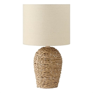 Lighting - 17&quoth - Table Lamp - Natural Rattan - Beige Shade - Transitional