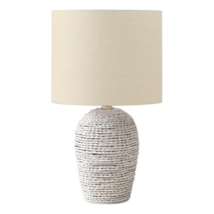 Lighting - 17&quoth - Table Lamp - White Rattan - Beige Shade - Transitional