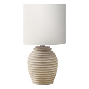 Lighting - 17&quoth - Table Lamp - Beige Resin - Ivory/Cream Shade - Contemporary