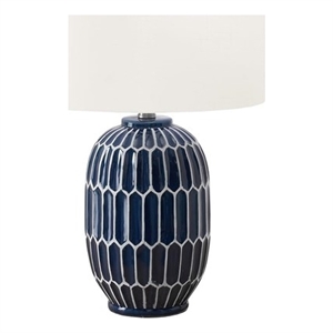 Lighting - 22&quoth - Table Lamp - Blue Ceramic - Ivory/Cream Shade - Contemporary