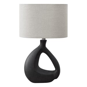 Lighting - 23&quoth - Table Lamp - Black Resin - gray Shade - Contemporary - Modern