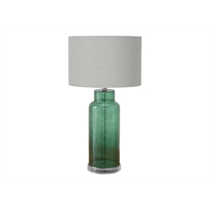 Lighting - 28&quoth - Table Lamp - Green Glass - gray Shade - Contemporary - Modern