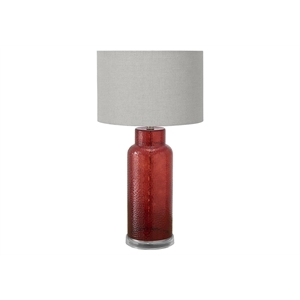 Lighting - 28&quoth - Table Lamp - Red Glass - gray Shade - Contemporary - Modern
