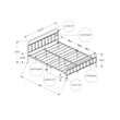 Monarch Linen Look Upholstered Queen Platform Bed in Gray/Black Metal