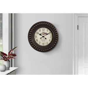 Clocks - 20&quot Round - Wall Clock - Antique Brown - Transitional
