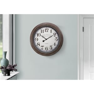 Clocks - 20&quot Round - Wall Clock - Antique Brown - Transitional