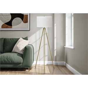 Lighting - 63&quoth - Floor Lamp - Brass Metal - Ivory / Cream Shade - Contemporary