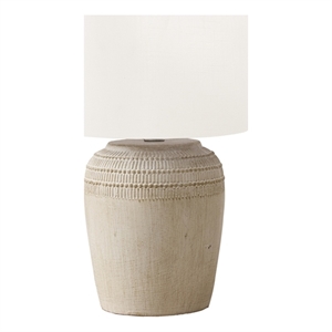 Lighting - 17&quoth - Table Lamp - Beige Ceramic - Ivory / Cream Shade -Contemporary