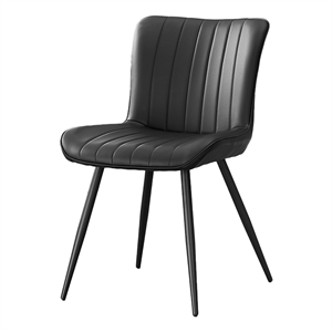 Dining Chair - 33&quotH - Dining - Upholstered - Side - Set 2 - Black - Black Metal