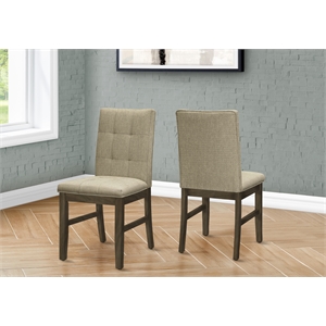 Dining Chair - 37&quotH - Set 2 - Upholstered - Dining - Brown Fabric - Gray Wood