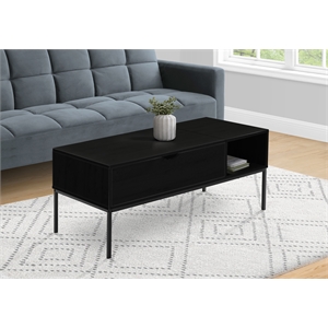 Coffee Table - 42&quotL - Rectangular - Cocktail - Lift-top - Black Laminate