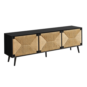 Tv Stand - 72&quot - Media Center - Storage - Console - Black  - Seagrass-look