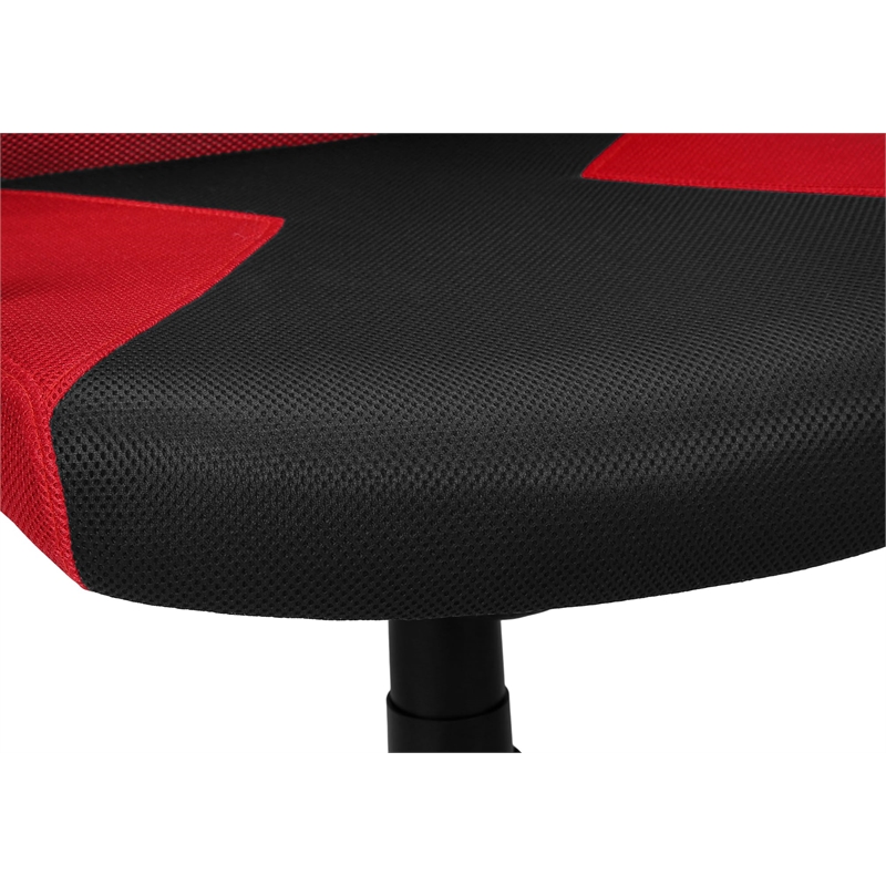 Office Chair - Adjustable Height - Swivel - Ergonomic - Armrests - Red Mesh