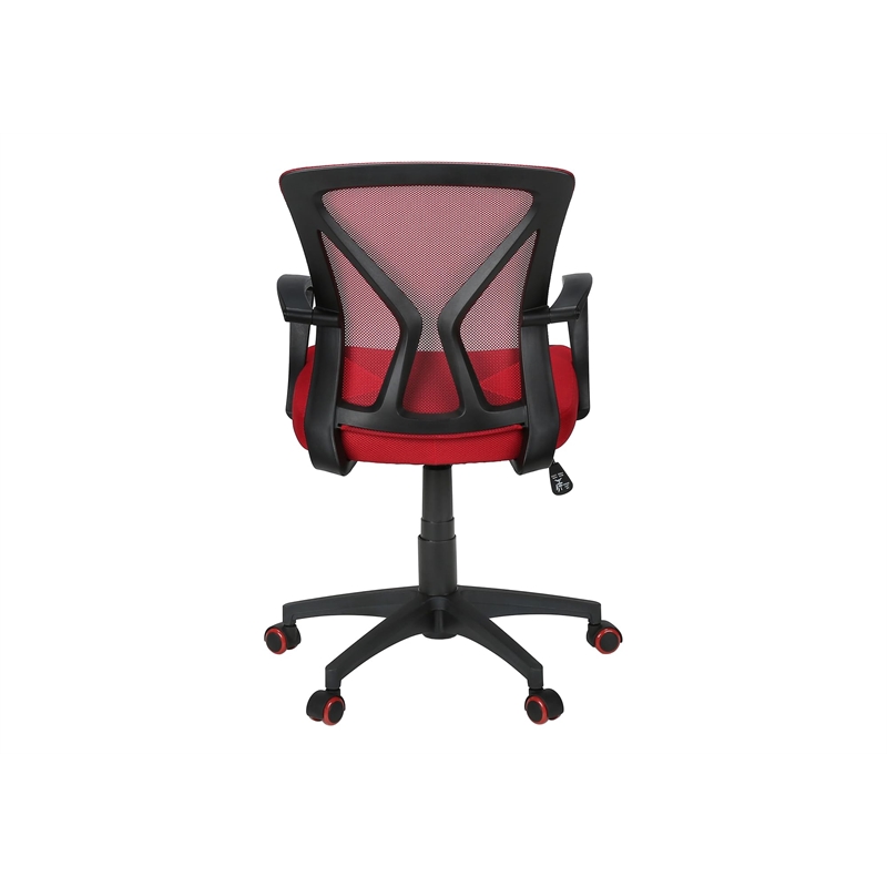 Office Chair - Adjustable Height - Swivel - Ergonomic - Armrests - Red Mesh