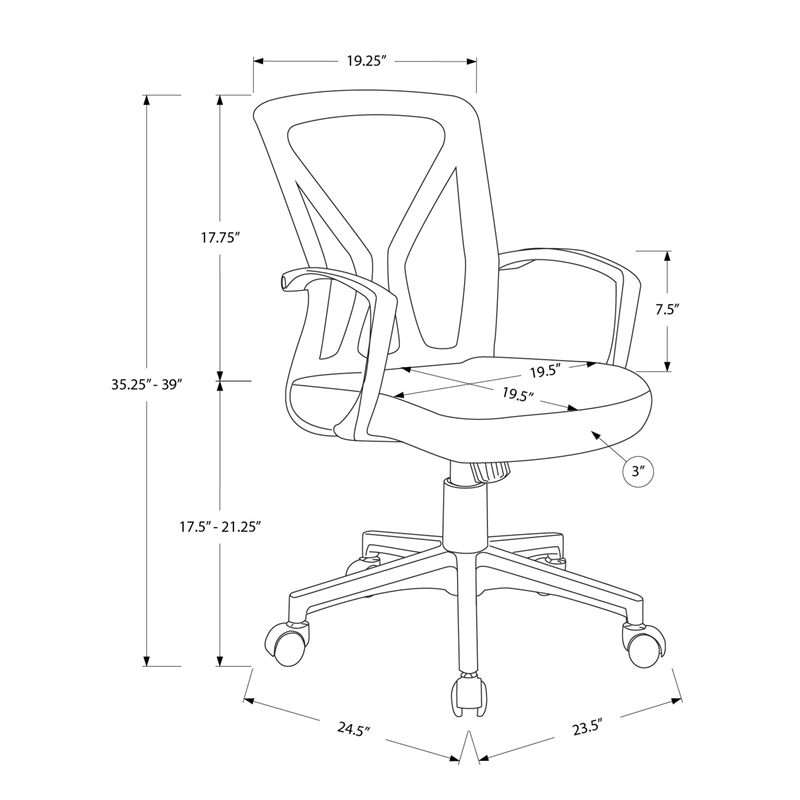 Office Chair - Adjustable Height - Swivel - Ergonomic - Armrests - Red Mesh