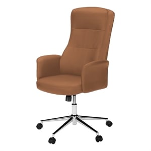 Office Chair - Swivel - Adjustable Height - Armrests - Ergonomic - Brown Leather