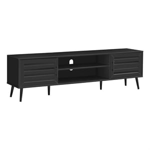Tv Stand - 72&quot - Console - Media Center - Storage - Living Room - Black Wood