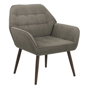 Accent Chair - 29&quoth - Upholstered - Living Room - Light Brown Fabric - Walnut