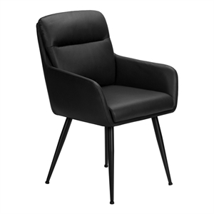 Dining Chair - 34&quotH - 2pcs - Upholstered - Dining - Kitchen - Black Faux Leather
