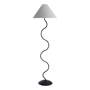 Lighting - 64&quoth - Floor Lamp - Black Metal - Ivory / Cream Shade - Contemporary