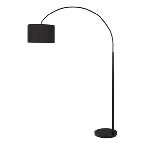 Monarch 81&quoth Contemporary Floor Lamp in Black Metal- Black Shade