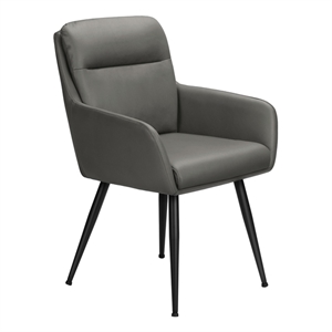 Dining Chair - 34&quotH - 2pcs - Upholstered - Dining - Kitchen - Gray Faux Leather
