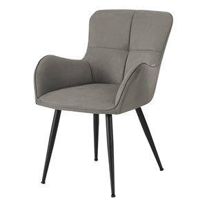 Dining Chair - 33&quotH - 2pcs - Upholstered - Dining - Kitchen - Gray Suede Look