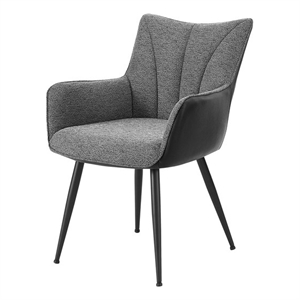 Dining Chair - 35&quotH - 2pcs - Upholstered - Dining - Kitchen - Dark Gray Fabric