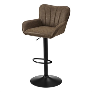 Barstool - Set Of 2 - Swivel - Adjustable - Bar - Counter - Metal - Brown