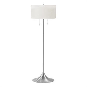 Monarch 61&quoth Contemporary Floor Lamp in Silver Metal - Ivory / Cream Shade