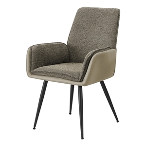 Dining Chair - 36&quotH - 2pcs - Upholstered - Dining - Kitchen - Taupe Faux Leather