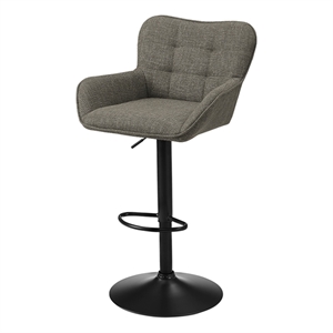 Barstool - Set Of 2 - Adjustable - Swivel - Bar - Counter - Taupe Fabric