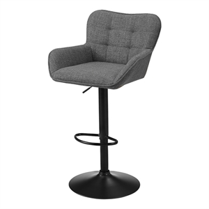 Barstool - Set Of 2 - Adjustable - Swivel - Bar - Counter -Kitchen - Gray Fabric