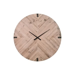 Clocks - 30&quot Round - Large Oversized - Wall Clock - Brown - Black Metal