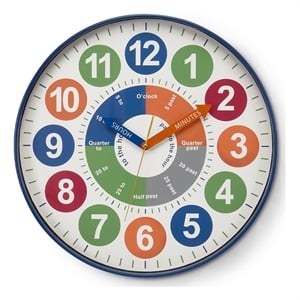 Clocks - 18&quot Round - Wall Clock - Multi-Color Face - Blue Plastic Frame