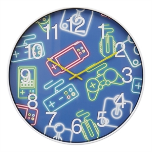 Clocks - 18&quot Round - Wall Clock - Multi-color Face - White Plastic Frame