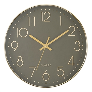 Clocks - 12&quot Round - Wall Clock - Dark Bronze Face - Gold Plastic Frame