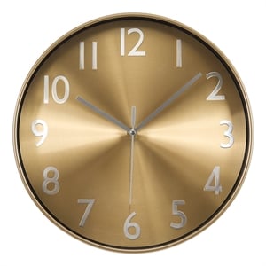 Clocks - 12&quot Round - Wall Clock - Gold Face - Gold Plastic Frame - Contemporary