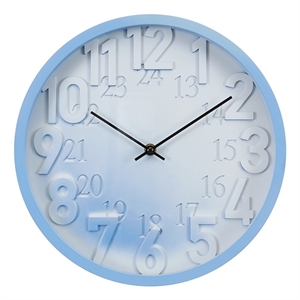 Clocks - 12&quot Round - Wall Clock - Juvenile - Blue Face - Blue Plastic Frame