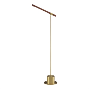 Lighting - 65&quoth - Floor Lamp - Brass Metal - Brown Wood Shade - Contemporary