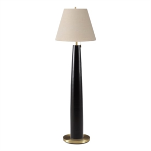 Monarch 62&quoth Black Floor Lamp in Brass Metal - Beige Shade