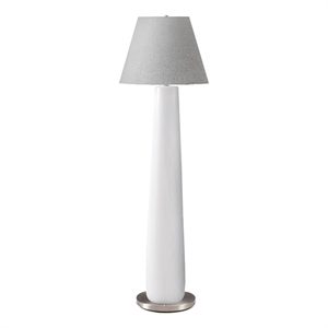 Monarch 61&quoth Contemporary Floor Lamp in White Resin - Gray Shade