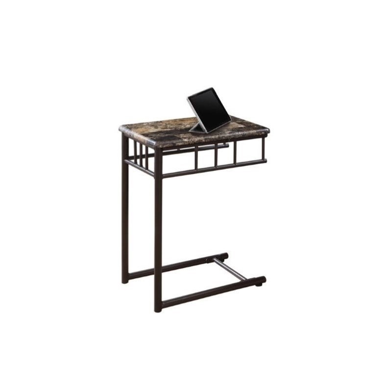 Metal Snack Table in Cappuccino Marble and Bronze I 3043